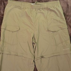 Columbia PGF Performance Fishing Gear Pants Shorts Convertible Tan Sz 2XL 30